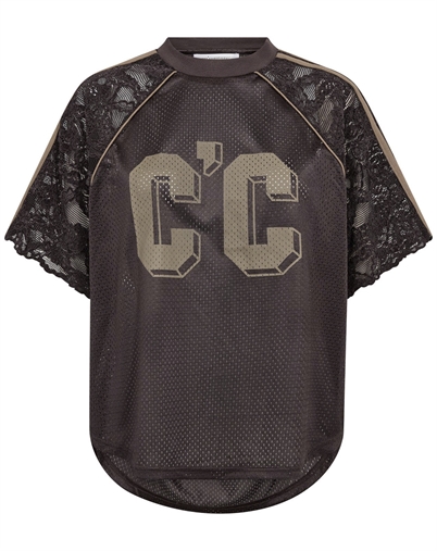 Co'Couture - TreyCC Logo Lace T-Shirt - Dark Brown
